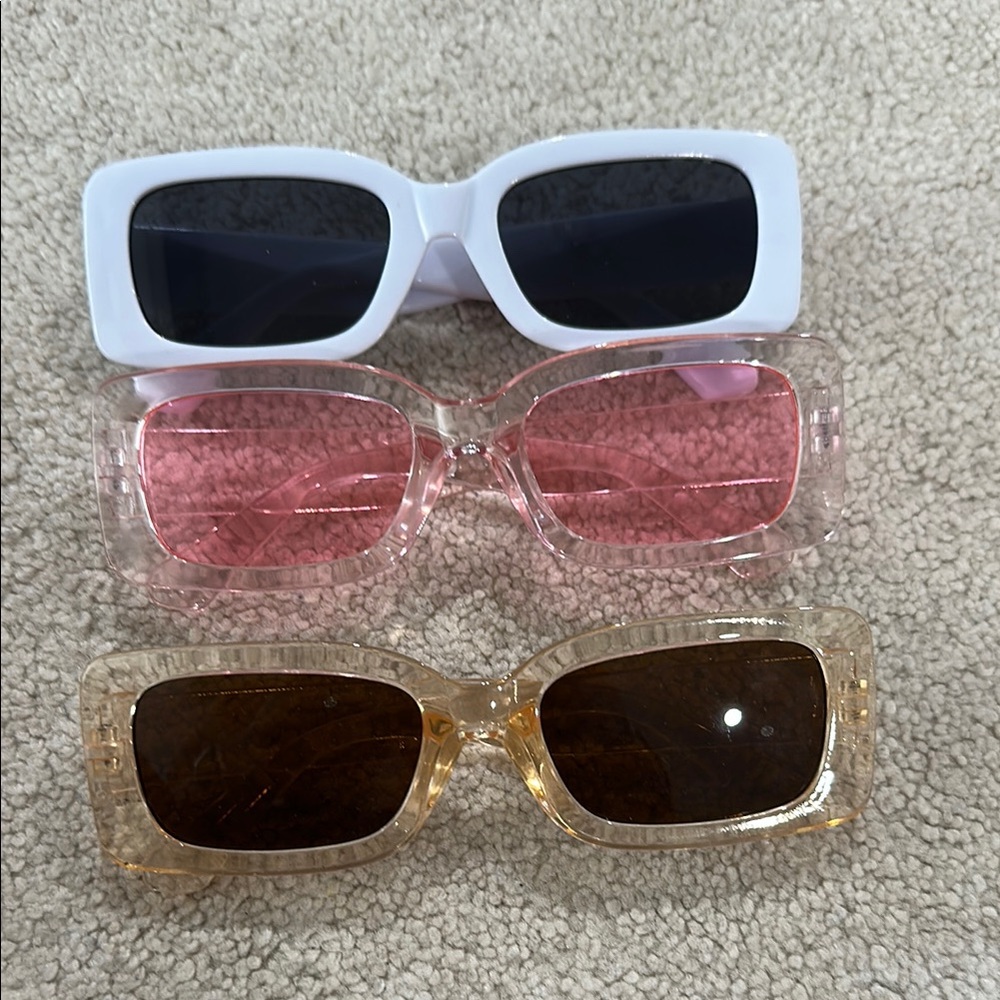 Trendy Rectangular Sunglasses Set